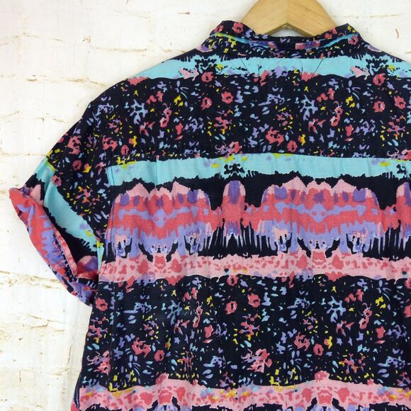 Rollas Beach Boy Shirt Men L Multicolor Abstract Print Button Short Sleeve 90s - Picture 12 of 14